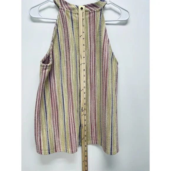 W5 Tank Top Size L Women’s Multicolor Striped Sleeveless Halter Textured Nubby - Picture 6 of 8